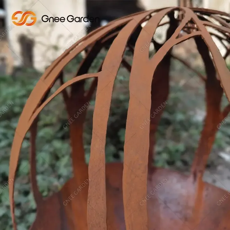 Elegant Corten Steel Fire Sphère pour décor de patio