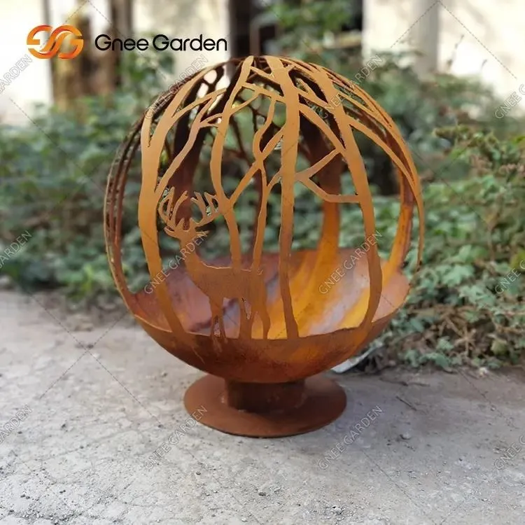 Sphère de feu de Corten en acier premium pour une utilisation du jardin
