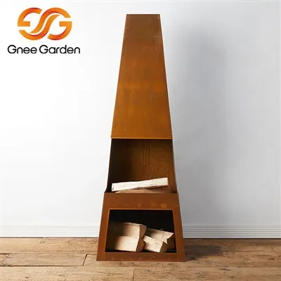 Foyer extérieur raboté en acier patiné